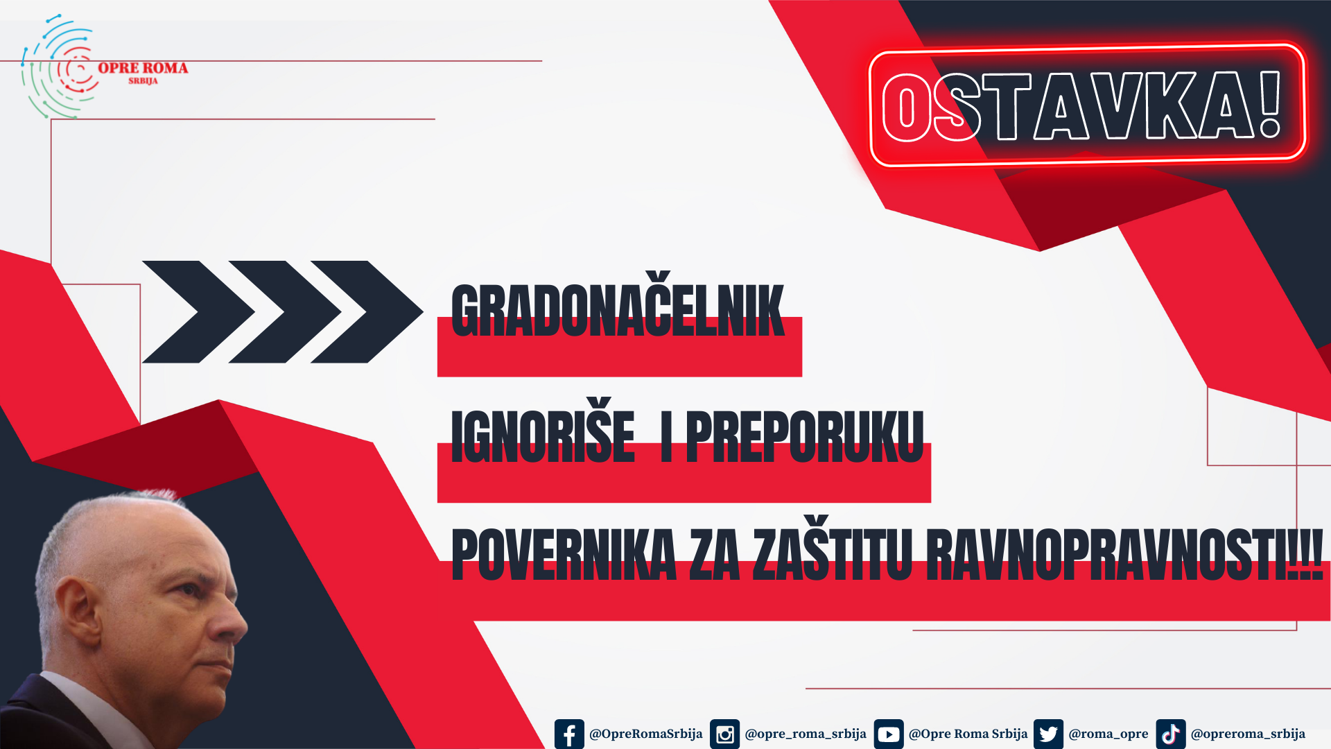 Gradonačelnik ignoriše i preporuku Povernika za zaštitu ravnopravnosti!!!